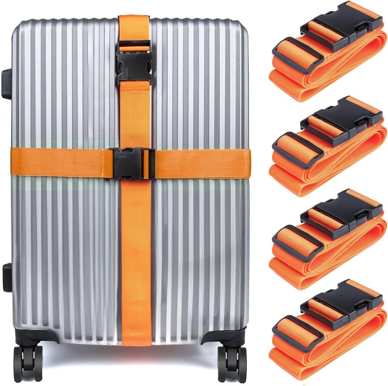 collwait Luggage Straps for Suitcases TSA Approved, Travel Belt Suitcase Belt, Suitcase Straps TSA Approved, Luggage Belt Strap TSA Approved, Travel Straps for Luggage, Luggage Band Bag Straps, Orange - Image 1